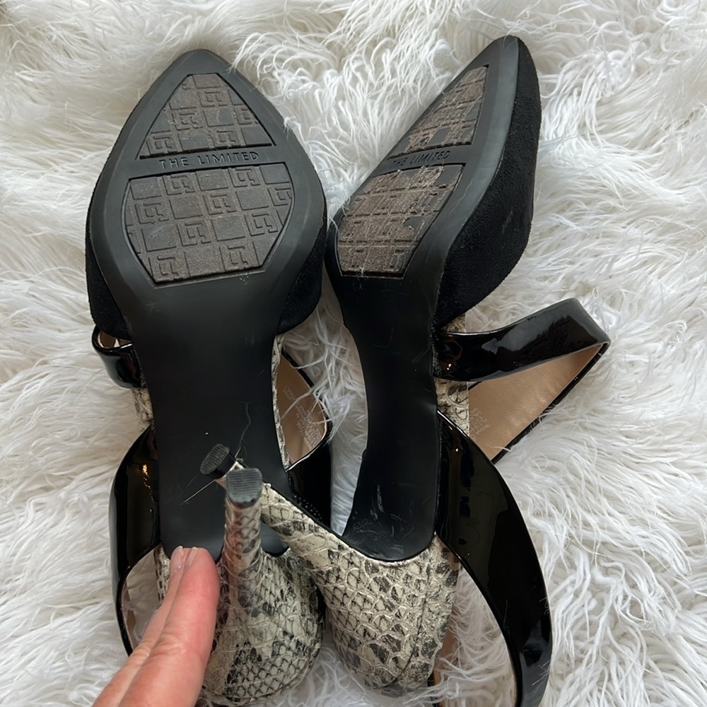 The Limited Black and Python Embossed High Heeled D’Orsay Stiletto Pumps  8.5 - Picture 6 of 7